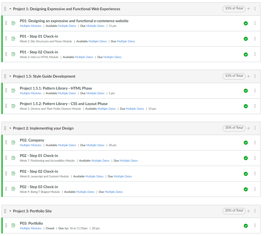 Screenshot from an LMS course shell