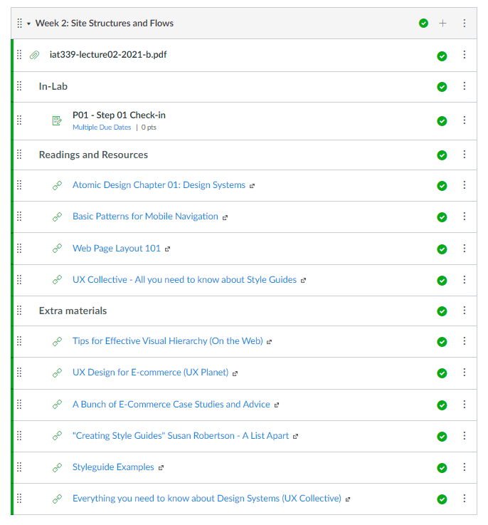 Screenshot from an LMS course shell